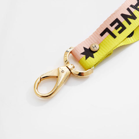 CHANEL Logo COCO Mark Neck Strap Necklace yellow WS21546