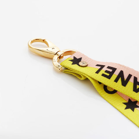 CHANEL Logo COCO Mark Neck Strap Necklace yellow WS21546