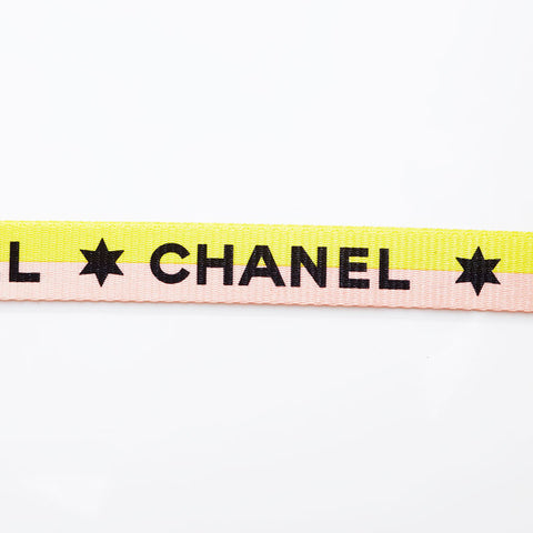 CHANEL Logo COCO Mark Neck Strap Necklace yellow WS21546