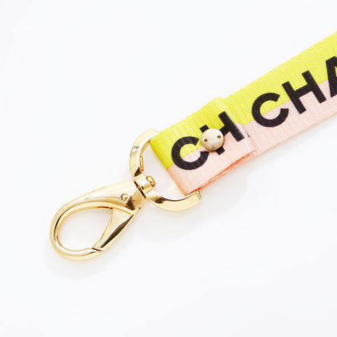 CHANEL Logo COCO Mark Neck Strap Necklace yellow WS21546
