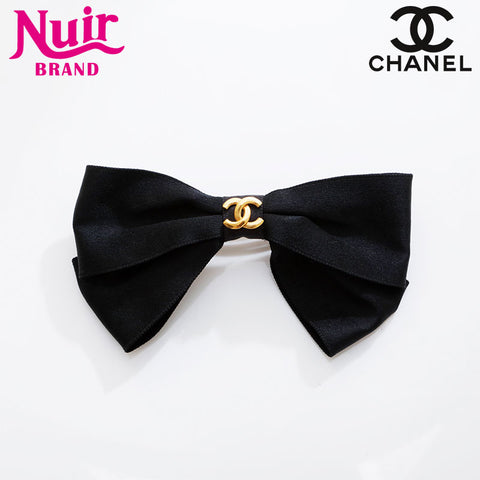 CHANEL COCO Mark Ribbon Hair Clip hair accessory black WS21547
