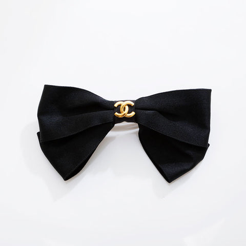 CHANEL COCO Mark Ribbon Hair Clip hair accessory black WS21547
