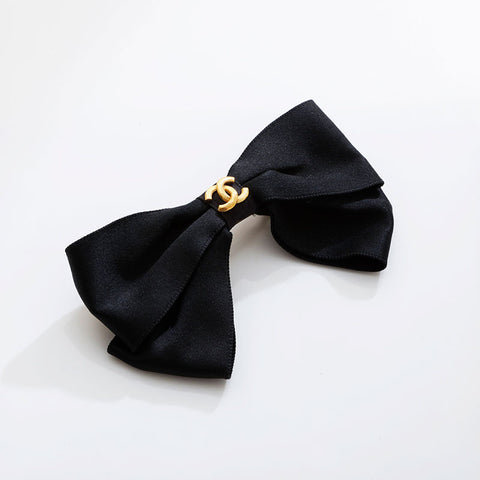 CHANEL COCO Mark Ribbon Hair Clip hair accessory black WS21547