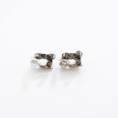 CHANEL COCO Mark rhinestone Earring Silver WS21550