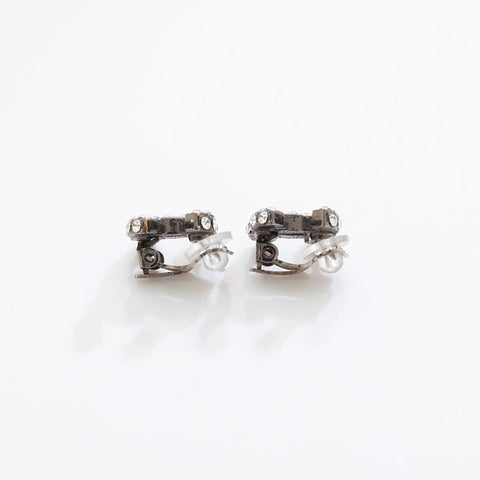 CHANEL COCO Mark rhinestone Earring Silver WS21550