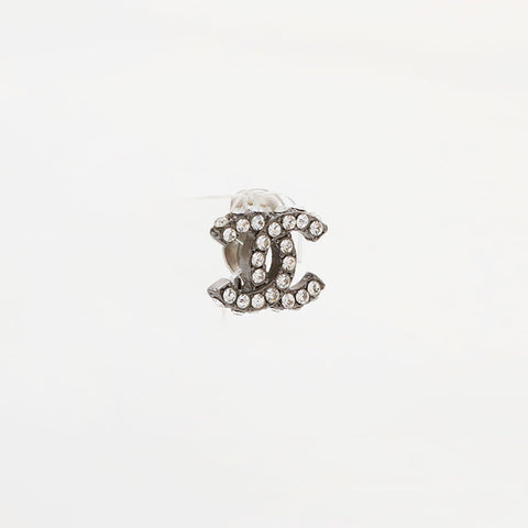 CHANEL COCO Mark rhinestone Earring Silver WS21550