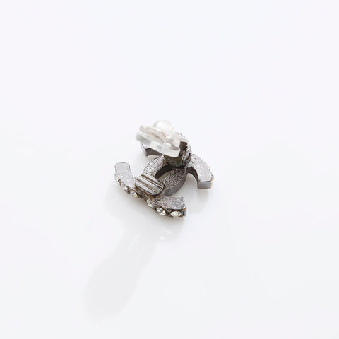 CHANEL COCO Mark rhinestone Earring Silver WS21550