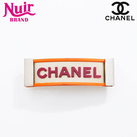 CHANEL 01P 2001 Logo Barrette hair accessory Silver WS21553