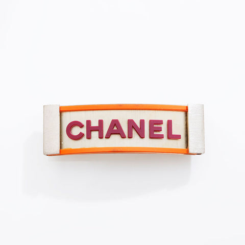 CHANEL 01P 2001 Logo Barrette hair accessory Silver WS21553