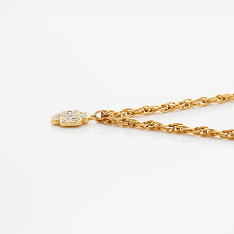 CHANEL Camellia rhinestone Necklace gold WS21554
