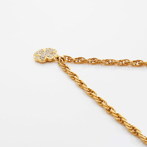 CHANEL Camellia rhinestone Necklace gold WS21554