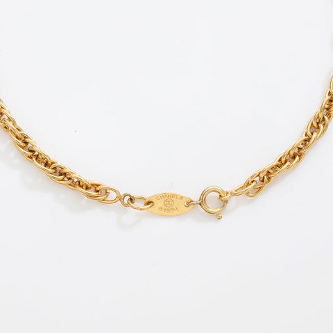 CHANEL Camellia rhinestone Necklace gold WS21554