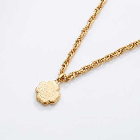 CHANEL Camellia rhinestone Necklace gold WS21554