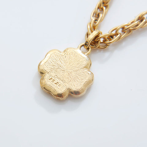 CHANEL Camellia rhinestone Necklace gold WS21554