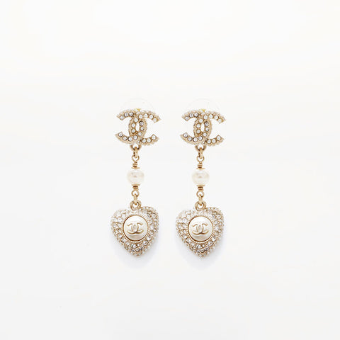 CHANEL Heart COCO Mark Rhinestone C22B 2022 Pierce gold WS21555