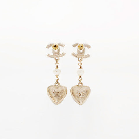 CHANEL Heart COCO Mark Rhinestone C22B 2022 Pierce gold WS21555