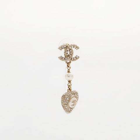 CHANEL Heart COCO Mark Rhinestone C22B 2022 Pierce gold WS21555