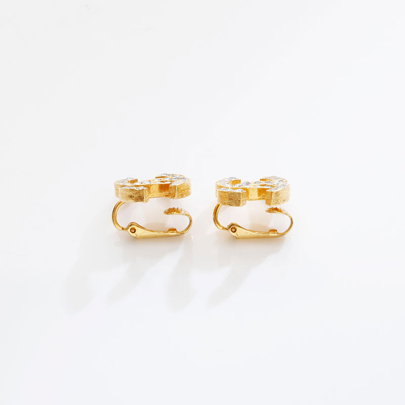 シャネル CHANEL ココマーク ラインストーン イヤリング ゴールド