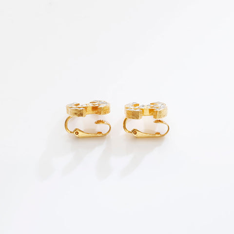 CHANEL COCO Mark rhinestone Earring gold WS21558