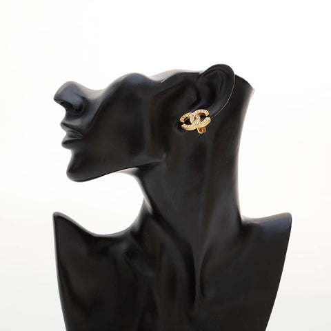 CHANEL COCO Mark rhinestone Earring gold WS21558