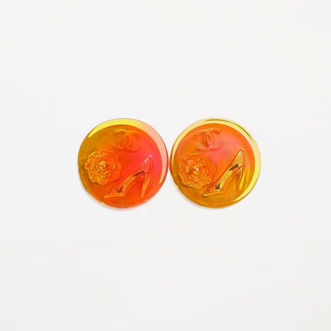 CHANEL 97P 1997 Camellia Icon Motif Earring gold WS21562