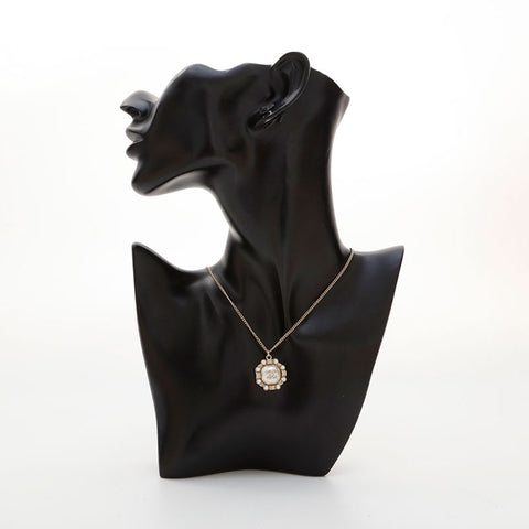 CHANEL B18B 2018 COCO Mark Pearl Rhinestone Necklace gold WS21564