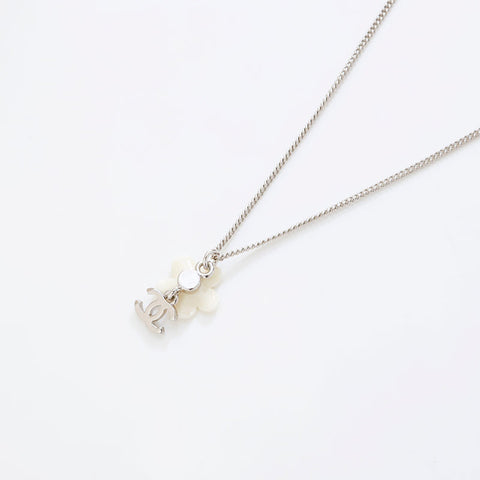 CHANEL 05A 2005 Camellia COCO Mark Necklace Silver WS21571
