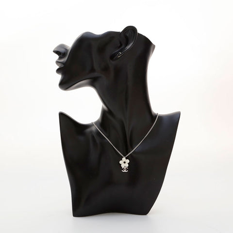 CHANEL 05A 2005 Camellia COCO Mark Necklace Silver WS21571