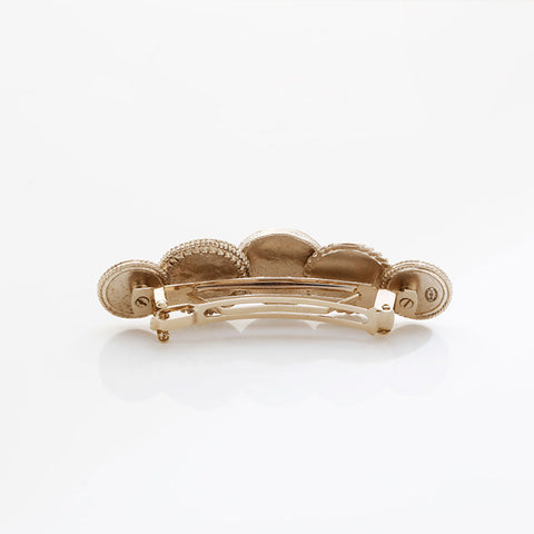 CHANEL B14P 2014 Camellia Coin Barrette hair accessory gold WS21572