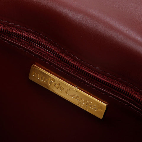 CARTIER Leather double flap Mustodo Shoulder Bag Red WS21573