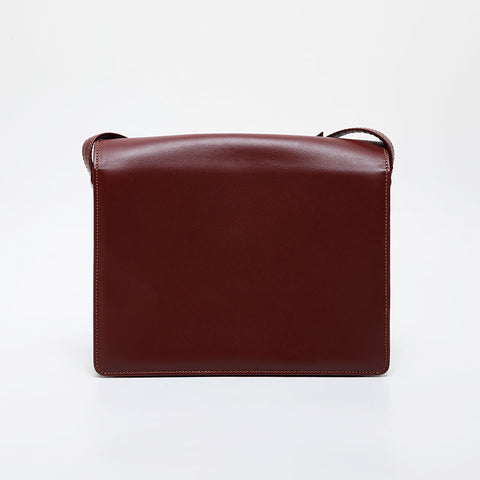 CARTIER Leather double flap Mustodo Shoulder Bag Red WS21573