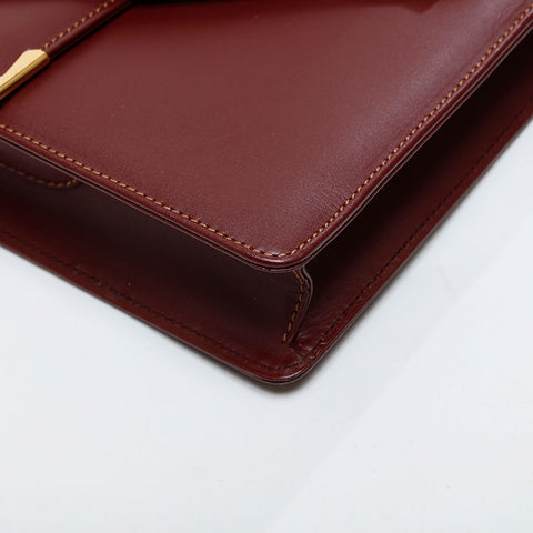 CARTIER Leather double flap Mustodo Shoulder Bag Red WS21573