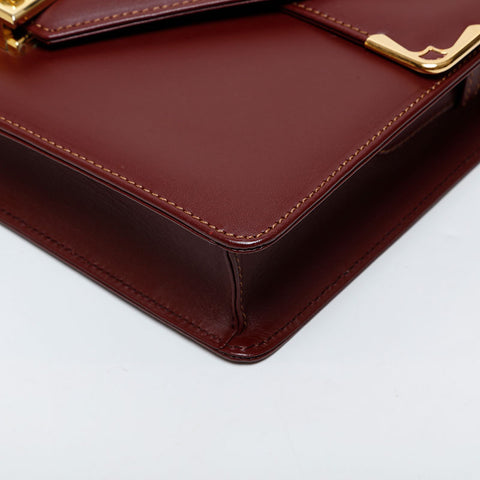 CARTIER Leather double flap Mustodo Shoulder Bag Red WS21573