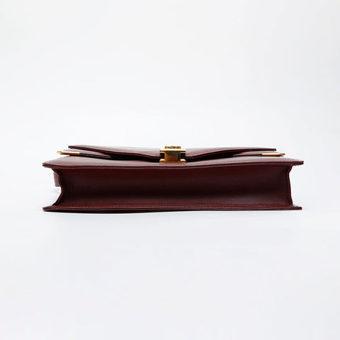 CARTIER Leather double flap Mustodo Shoulder Bag Red WS21573