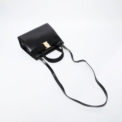 Salvatore Ferragamo Vara Leather 2way Handbag black WS21574
