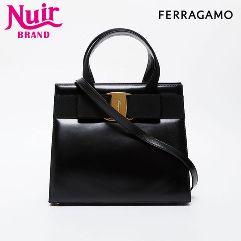 Salvatore Ferragamo Vara Leather 2way Handbag black WS21574