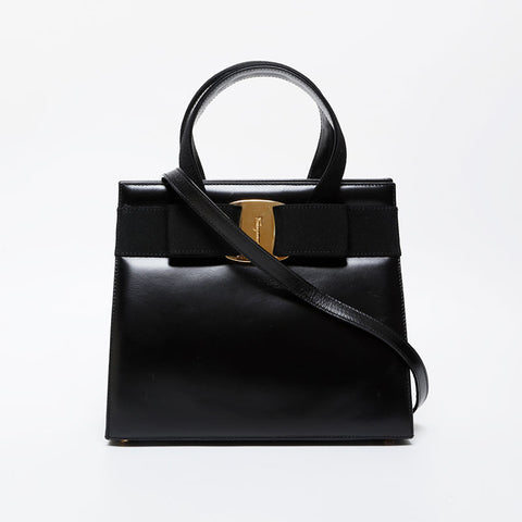 Salvatore Ferragamo Vara Leather 2way Handbag black WS21574