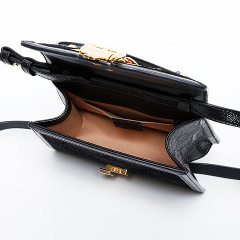 GUCCI Sylvie GG Supreme Velour Small 2-Way Bag Shoulder Bag black WS21575