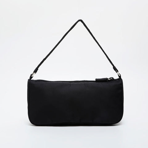 PRADA Triangle Logo Nylon Mini Pouch Handbag black WS21576
