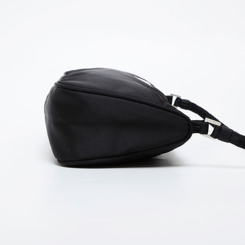 PRADA Triangle Logo Nylon Mini Pouch Handbag black WS21576