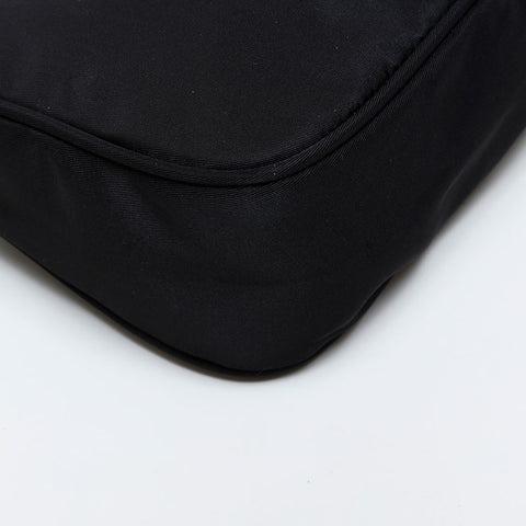 PRADA Triangle Logo Nylon Mini Pouch Handbag black WS21576