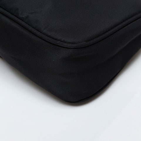 PRADA Triangle Logo Nylon Mini Pouch Handbag black WS21576