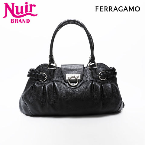 Salvatore Ferragamo Gancini leather Shoulder Bag black WS21577