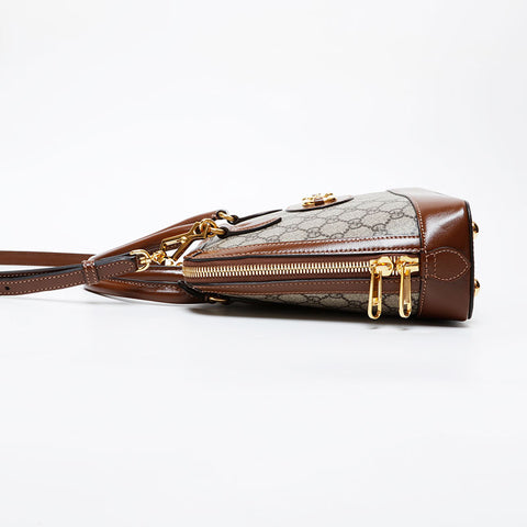GUCCI GG Supreme 2-way Horsebit Shoulder Bag Brown WS21582