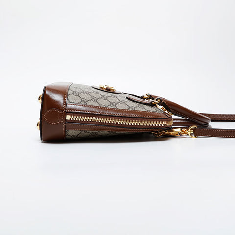 GUCCI GG Supreme 2-way Horsebit Shoulder Bag Brown WS21582