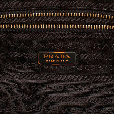 PRADA Nylon Triangle Logo Boston Bag Handbag Brown WS21583