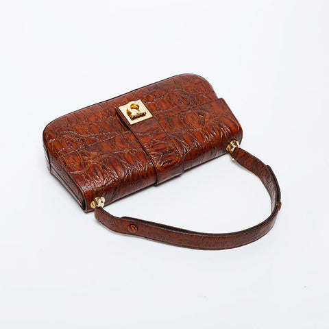 Salvatore Ferragamo Gancini embossed leather Shoulder Bag Brown WS21585