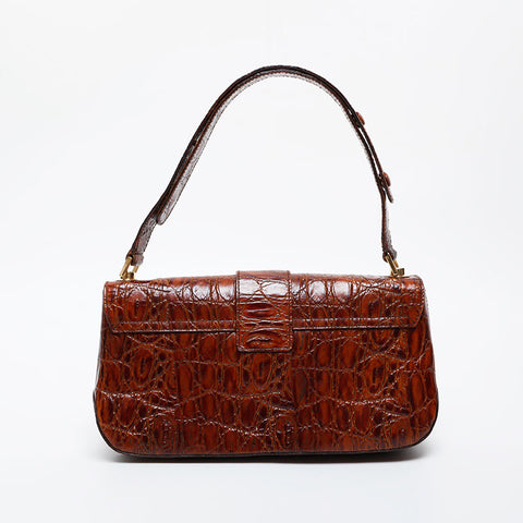 Salvatore Ferragamo Gancini embossed leather Shoulder Bag Brown WS21585
