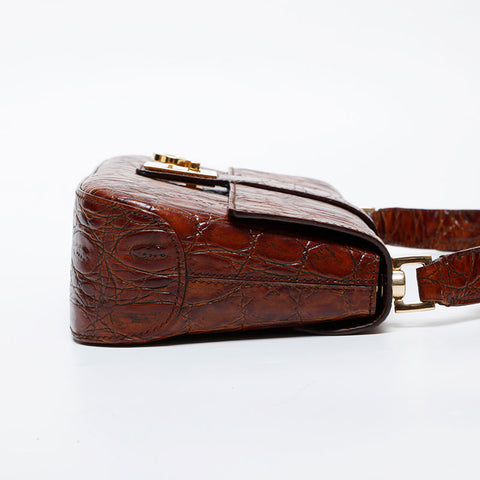 Salvatore Ferragamo Gancini embossed leather Shoulder Bag Brown WS21585