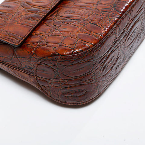 Salvatore Ferragamo Gancini embossed leather Shoulder Bag Brown WS21585